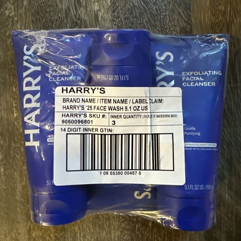 Harry's Exfoliating Face Wash for Men - 5.1 fl oz (3 Pack) | Gentle Facial Skin